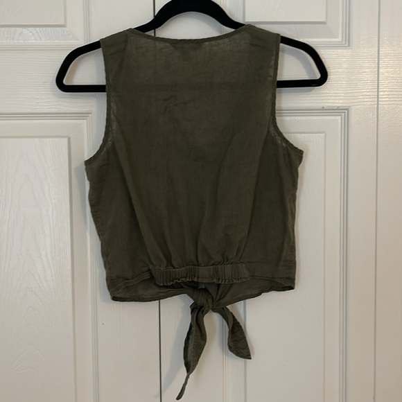 Express Tie-front Tank - Forest Green - Picture 4 of 4